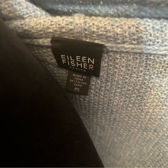 Eileen Fisher Women Open Front Cardigan Sweater Hood Pockets PS Wool Nylon Silk - Picture 6 of 10